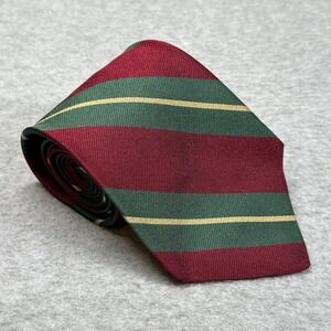 Vintage Stonehenge Silk Tie Red Green Repp Striped Made in USA Men's Classic